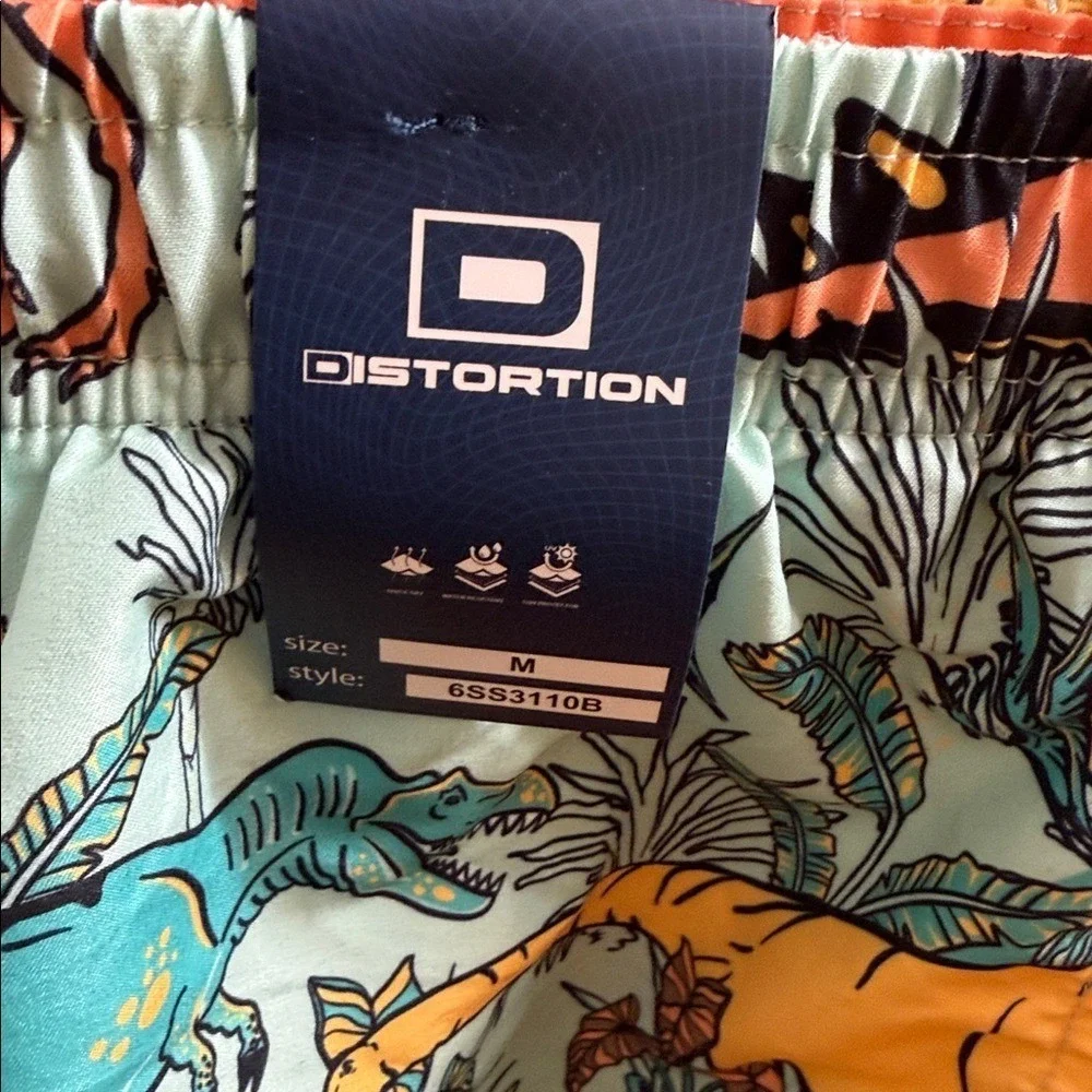 Distortion Kids Boys Size M‎ Swim Trunks Shorts Dinosaurs Print Elastic Waist